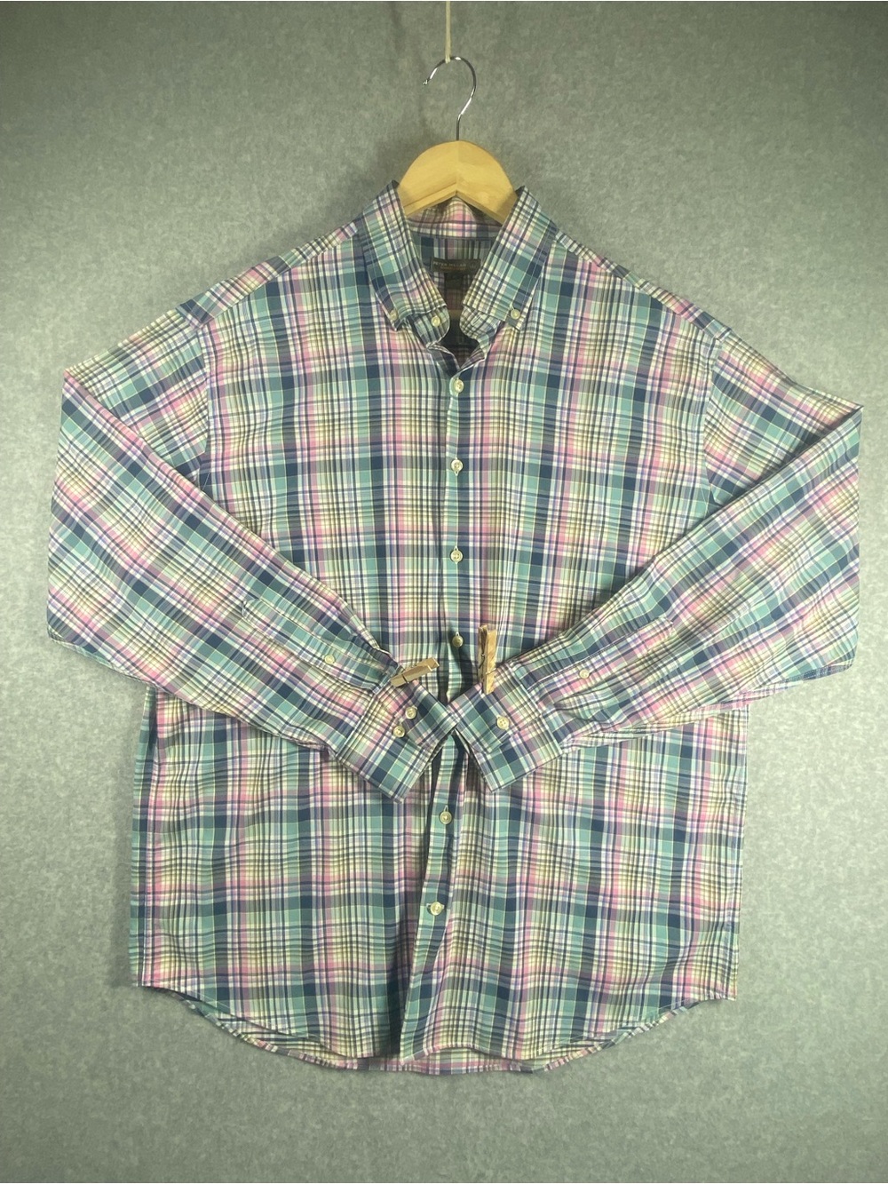 Peter Millar shirt men’s XL Multicolor Plaid Long slve lightweight very soft